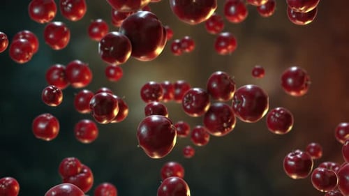 Dynamic Red Apples Floating Upwards Abstract Background