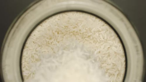 Close Up of Uncooked White Rice Grains