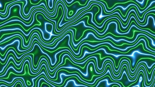 Abstract Neon Blue Green Wavy Lines Background Loop