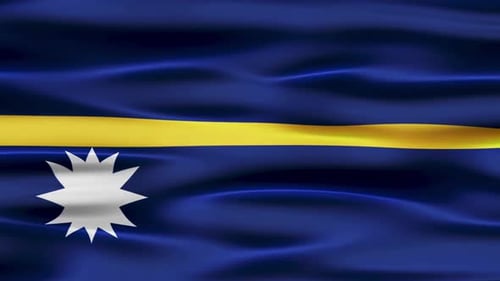 Nauru National Flag Waving in Realistic Fabric Motion