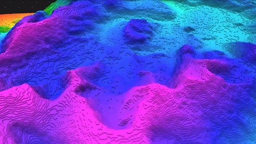 Abstract Digital Terrain with Neon Colors Loop Background