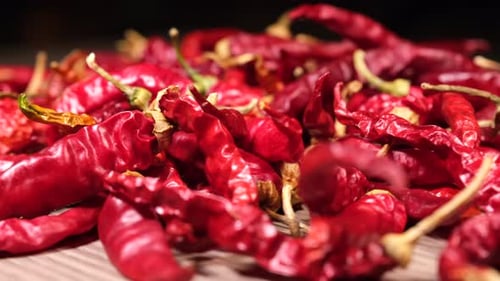 Pile of Red Chili Peppers Close Up