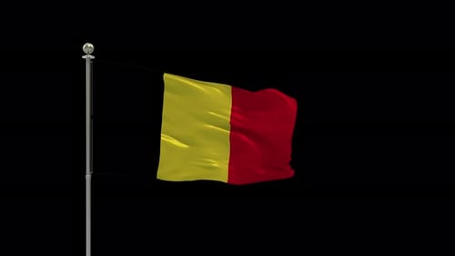 Realistic Waving Belgium Flag with Alpha Channel Loop