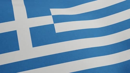 Flag of Greece Waving Loop with Realistic Fabric Texture