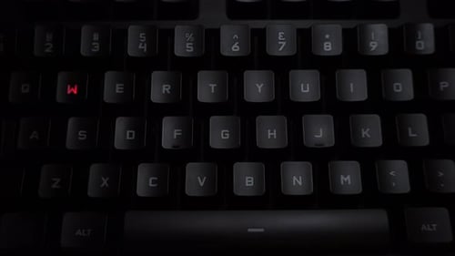 Illuminated Keys Glowing Brightly on a Computer Keyboard