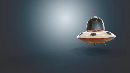 Animated 3D UFO Spaceship Flying and Hovering Loop