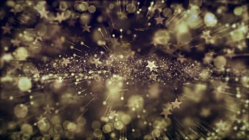 Golden Sparkling Stars and Bokeh Celebration Background