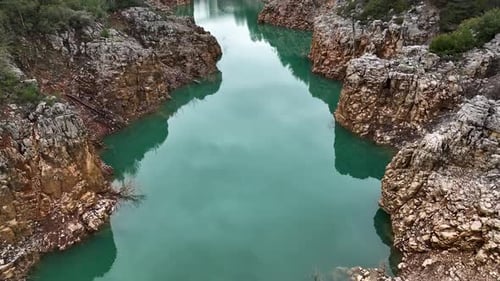 Mountain river high in the mountains Aerial View 4 K