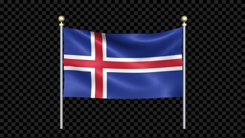 Realistic Waving Iceland Flag Animation