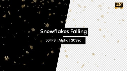 Golden Snowflakes Falling Animation Overlay for Winter Holidays