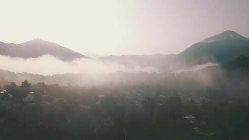 Aerial View of Mountains Clouds