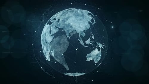 Futuristic Digital Earth Globe with Network Connections Animation