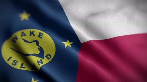 Wake Island Flag Waving in Realistic Fabric Motion