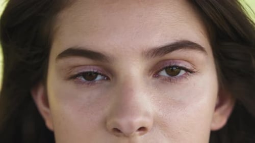 Eye with Long Eyelashes, Makeup and Light Brown Eyebrow Close-up. Eyelash Extensions