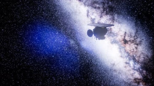 Futuristic Satellite Deployment Animation in Galaxy