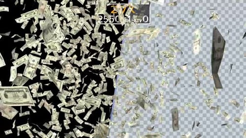 Animated US Dollar Bills Falling with Alpha Channel