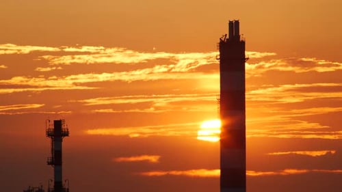 Industrial Tubes at Sunset