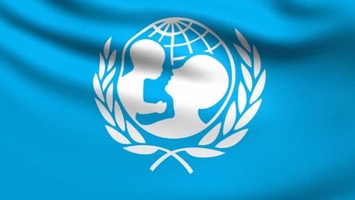 UNICEF Flag Waving in Realistic Fabric Animation Loop