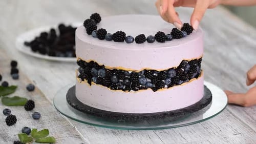 Delicious Cake Decorated with Fresh Berries