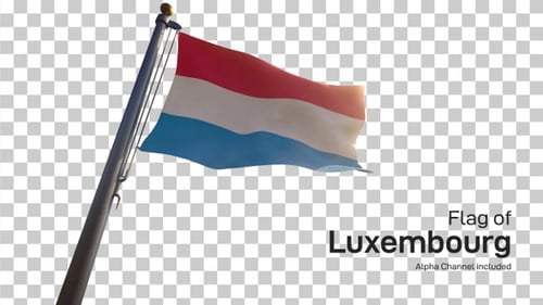 Luxembourg Flag Waving on Transparent Background
