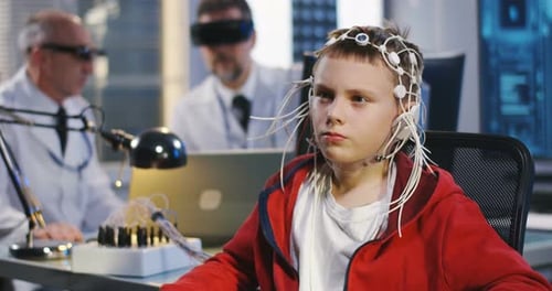 Boy Undergoing Electroencephalography Examination