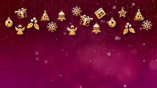 Elegant Gold Christmas Ornaments Hanging Animation