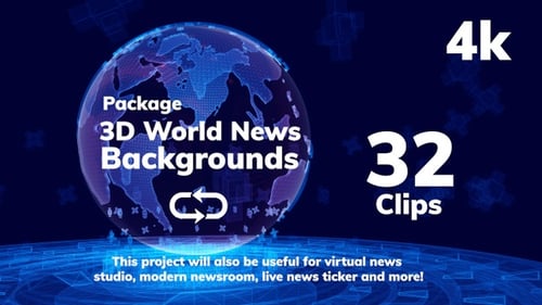 Futuristic Rotating Digital Earth News Background