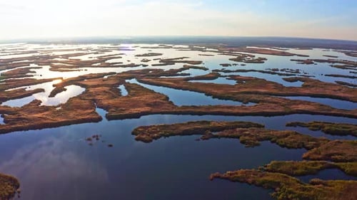 Irresistible Floods on the Samara River on the Dnieper in the Evening Light