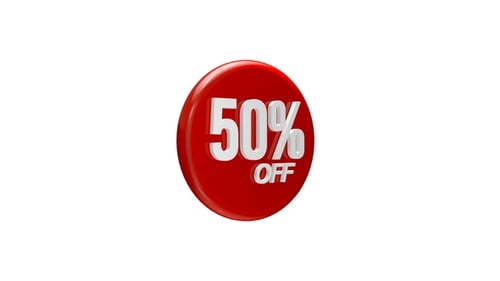 Glossy 3D Circle Discount Sale Badge 50 Percent Off
