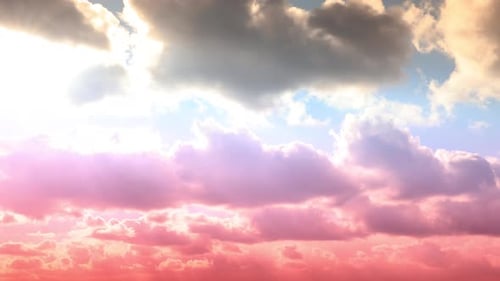 Pink and Blue Sky and White Heap Cloud Moving Time Lapse