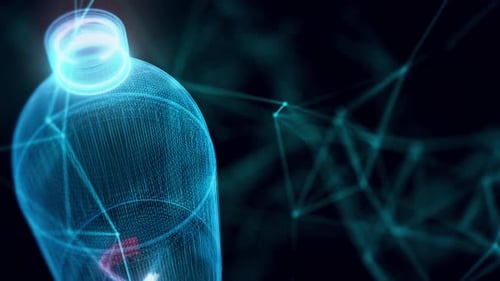 Big Soda Bottle Hologram Close Up 4k