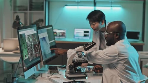 Scientists Studying Results in a Brightly Lit Lab