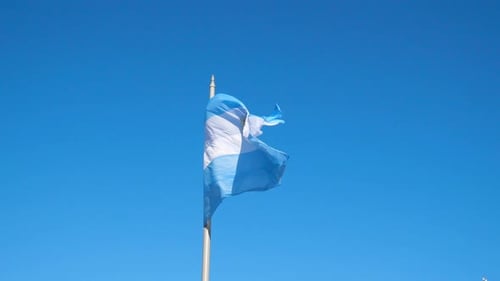 Light Blue and White Flag Waving in the Wind