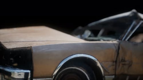 Old Rusted Crushed Car