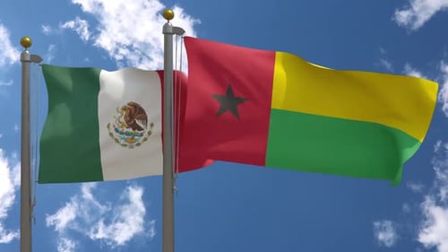 Realistic Waving Flags of Mexico and Guinea-Bissau Animation
