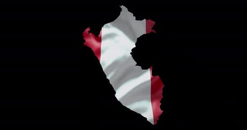 Peru Map Outline with Waving Flag Animation
