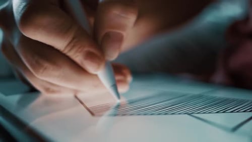 Hands Drawing Digital Art on Tablet with Stylus