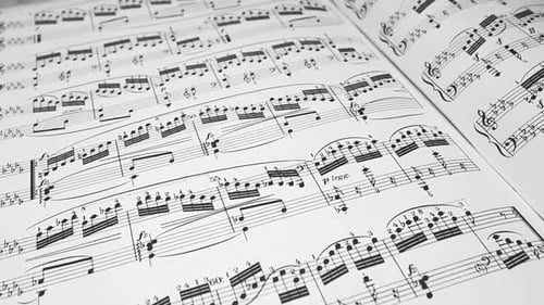 Close-Up of Open Sheet Music for Composition