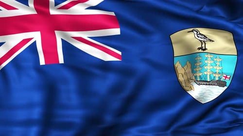 St Helena Flag Waving with Realistic Fabric Loop