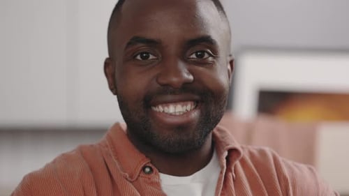 Smiling Man Close Up Portrait Indoors