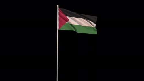 Realistic Palestinian Flag Waving on Pole with Alpha Channel