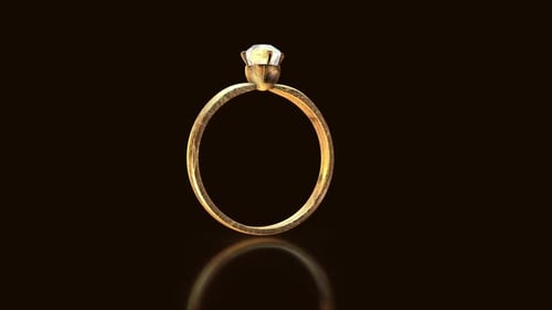 Golden Diamond Engagement Ring Rotating Seamless Loop