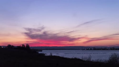 Red sunset sky timelapse. Clouds timelapse nature background.