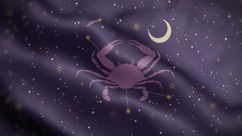 Animated Cancer Zodiac Constellation with Waving Cosmic Background