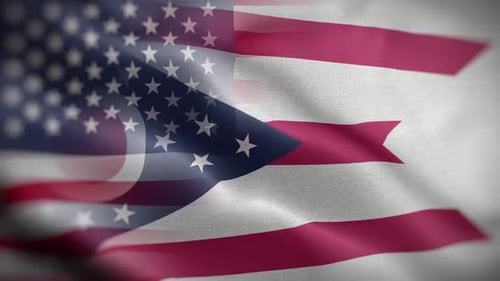Waving United States and Ohio State Flags Seamless Loop
