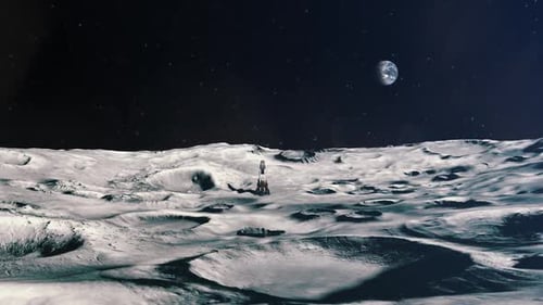 Cohete en la superficie de la luna