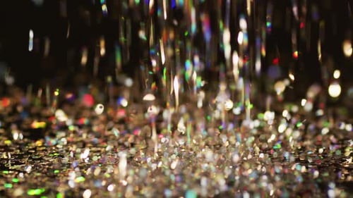 Colorful Glitter Shimmers and Falls