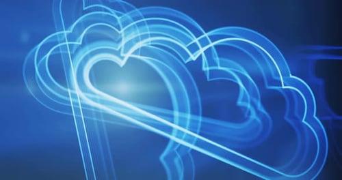 Cloud computing and online storage symbol rotating loop concept