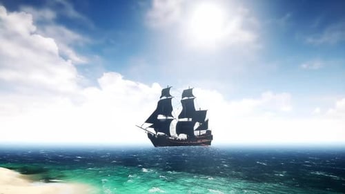 Navio pirata no mar