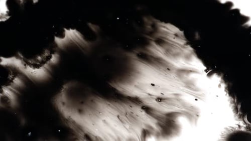 Abstract Black Ink Spreads Across White Background